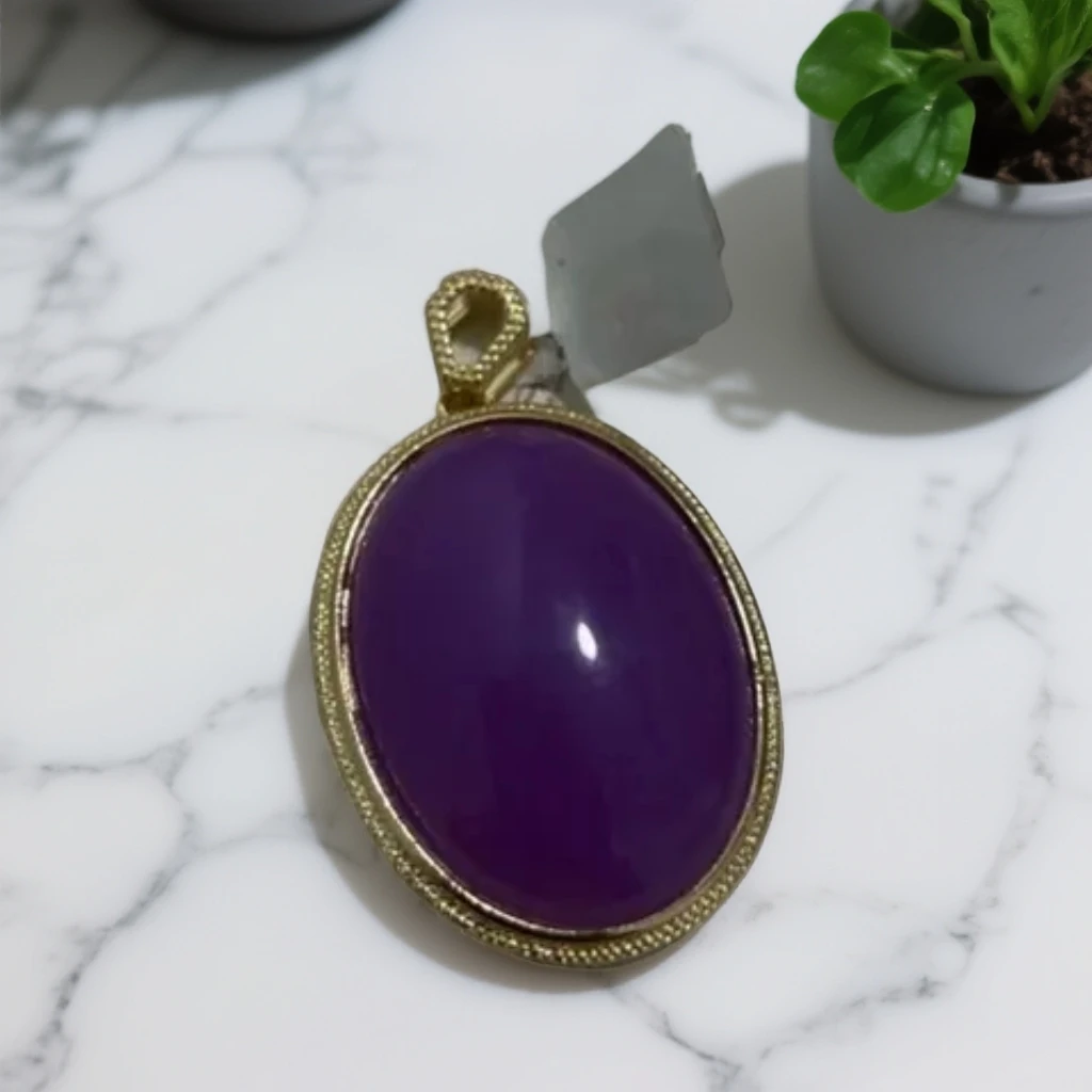 紫色蛋面吊坠带项圈A188
