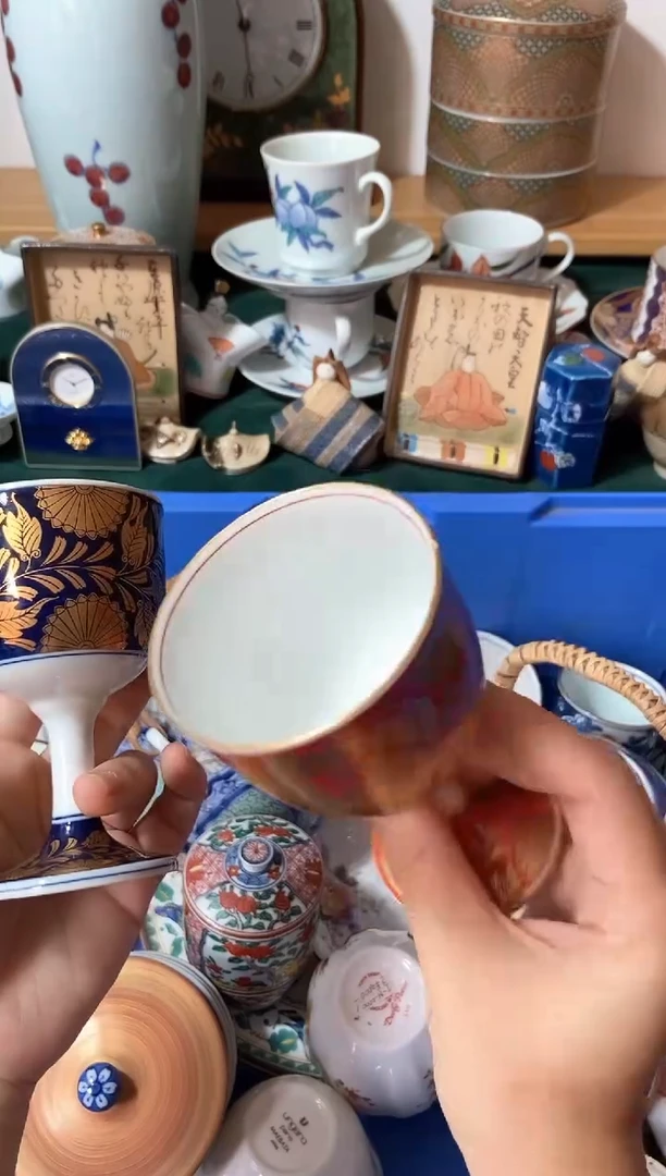 瓷片霏*一对红有瑕瓷器中古商品谨慎参拍