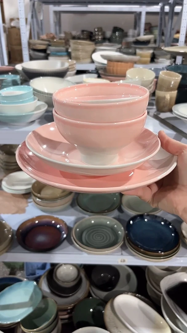 【闪购商品】瓷片外贸尾货瑕疵满20包邮X6 樱花粉六件套