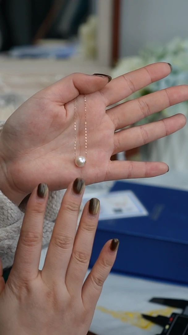 【闪购商品】淡水珍珠项链18K金镶嵌项链 9-10mm