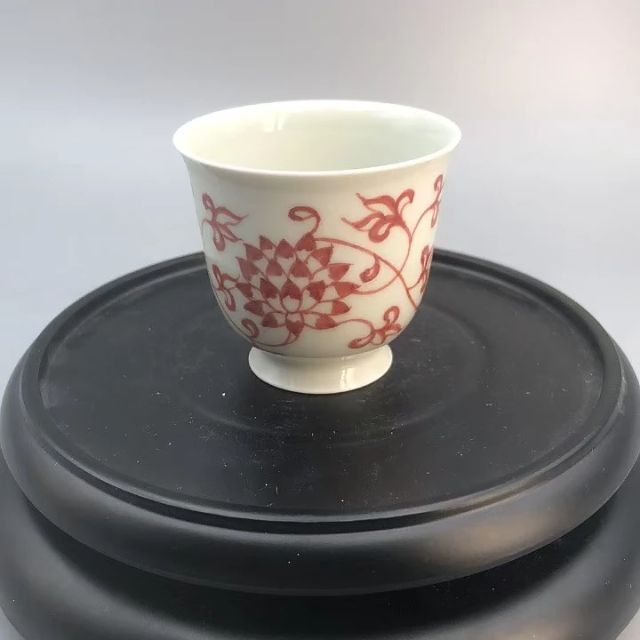 景德镇官方甄选 雨溪山房 红缠枝莲杯