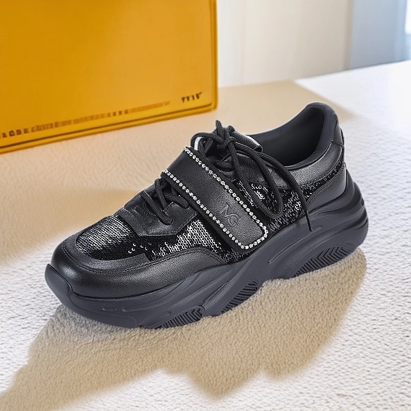 敏哥-Magic Garden百搭网面绣片时尚珠片黑色星空老爹鞋MG241S017