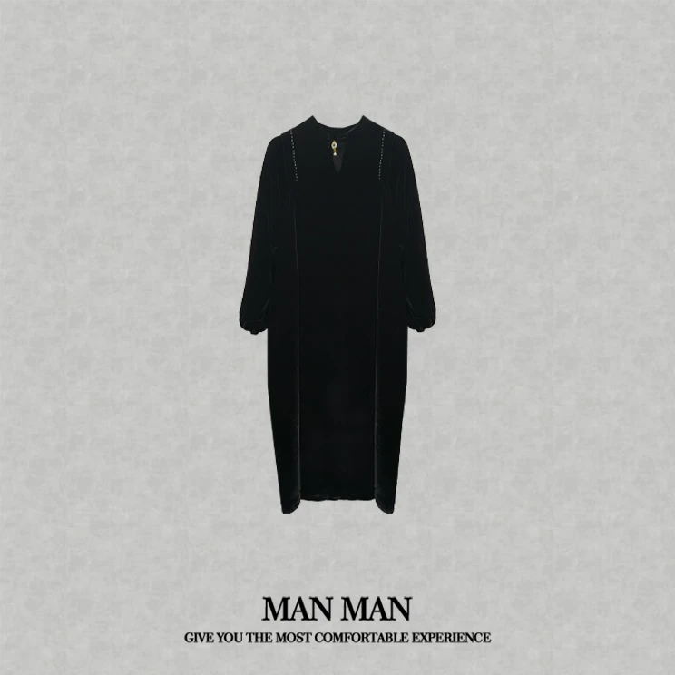 满满出品-『心悦丝绒长裙』24049重磅桑蚕丝气质时尚