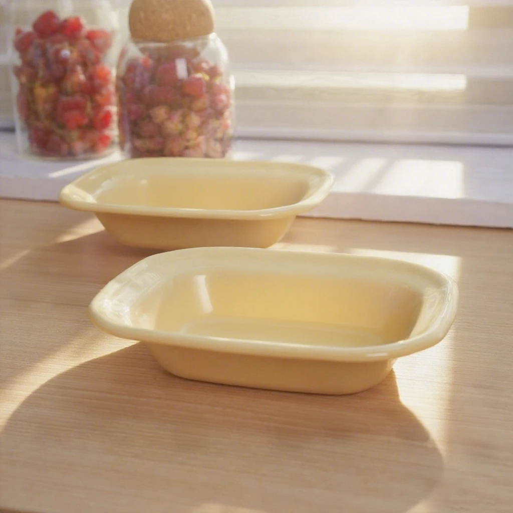 奶呼呼の搪瓷长方烘焙盘汤盆烧烤盘烤盘可进烤箱可明火电磁炉加热