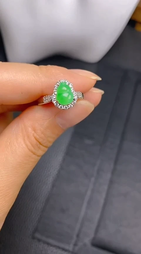 翡翠戒指银S925镶嵌葫芦