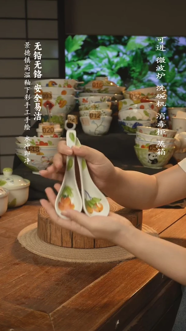 瓷景德镇高温瓷釉下彩手绘陶瓷