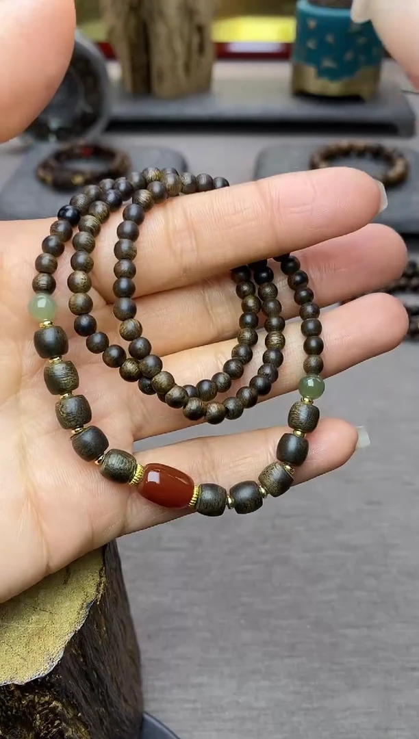 【闪购商品】沉香手串白棋04+紫棋06三圈设计