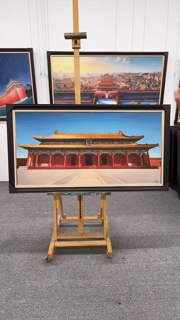 油画吴子逸-70x140-故宫-带框