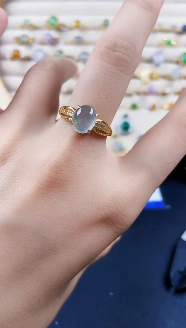 翡翠戒指银S925镶嵌5698