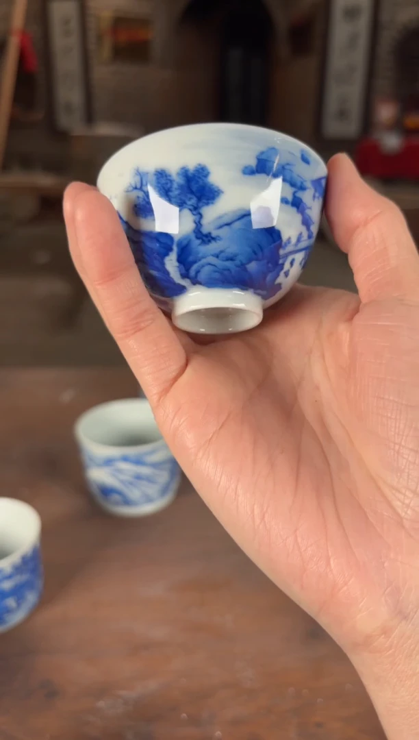 【闪购商品】杯看山柴窑青花看山柴窑青花