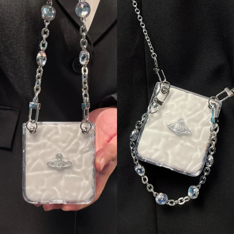 适用小米MIX Flip2折叠屏手机壳小众ins透明水波纹西太后保护套