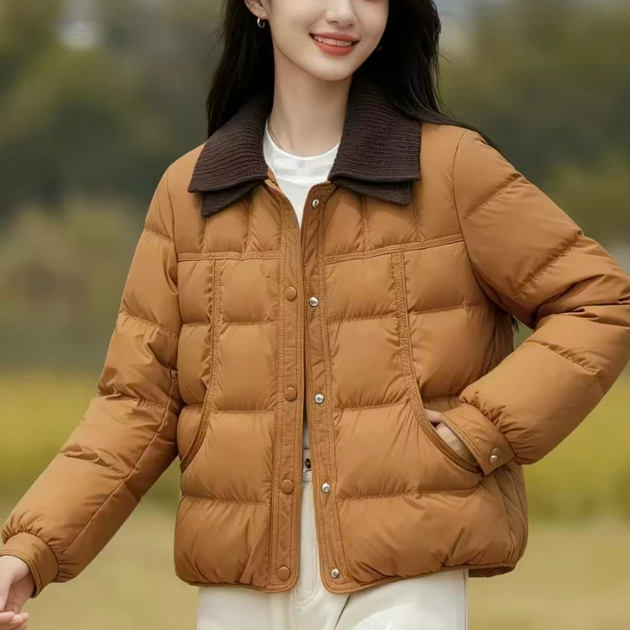 高档时尚气质短款棉服外套女冬季新款加厚保暖I休闲减龄翻领棉衣