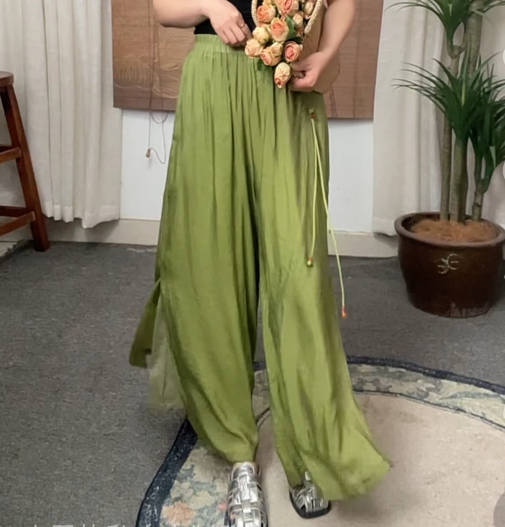 501正版仙仙裤气质减龄显瘦透气亲肤宽松文艺风双层开叉阔腿裤