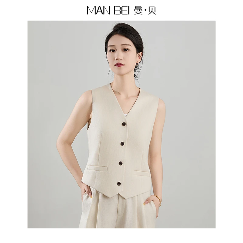 【天丝亚麻】2025年夏季新款复古老钱天丝亚麻马甲8552988原麻色