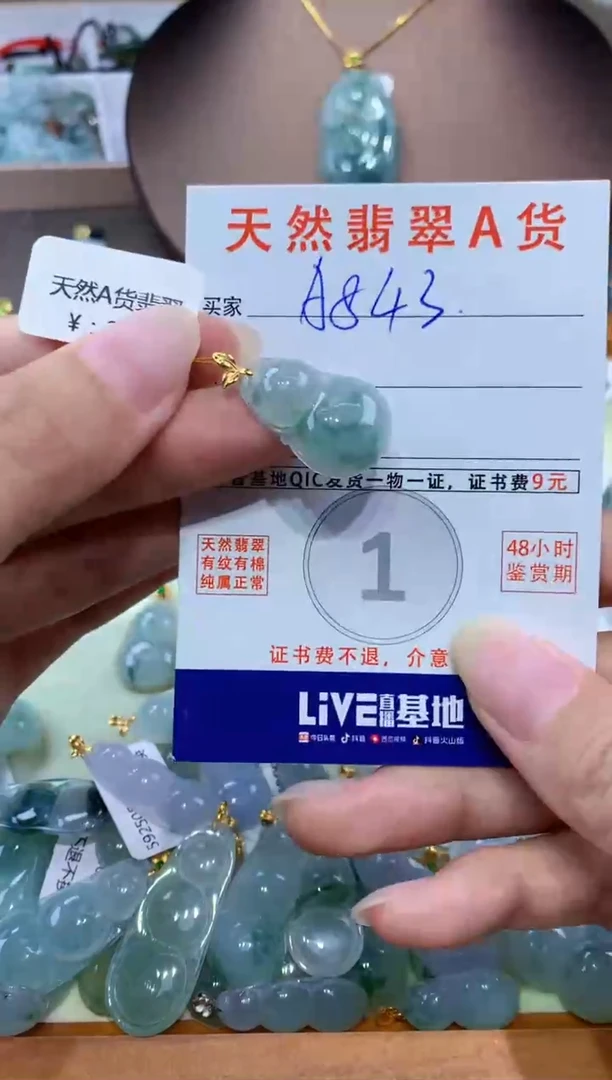 翡翠18K金镶嵌颈饰天然翡翠A货挂件