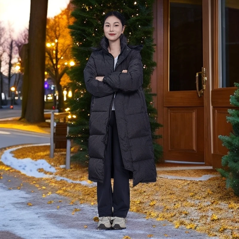FE中戏羽绒服女长款黑色冬季极寒东北校服加厚超长过膝秋冬女款