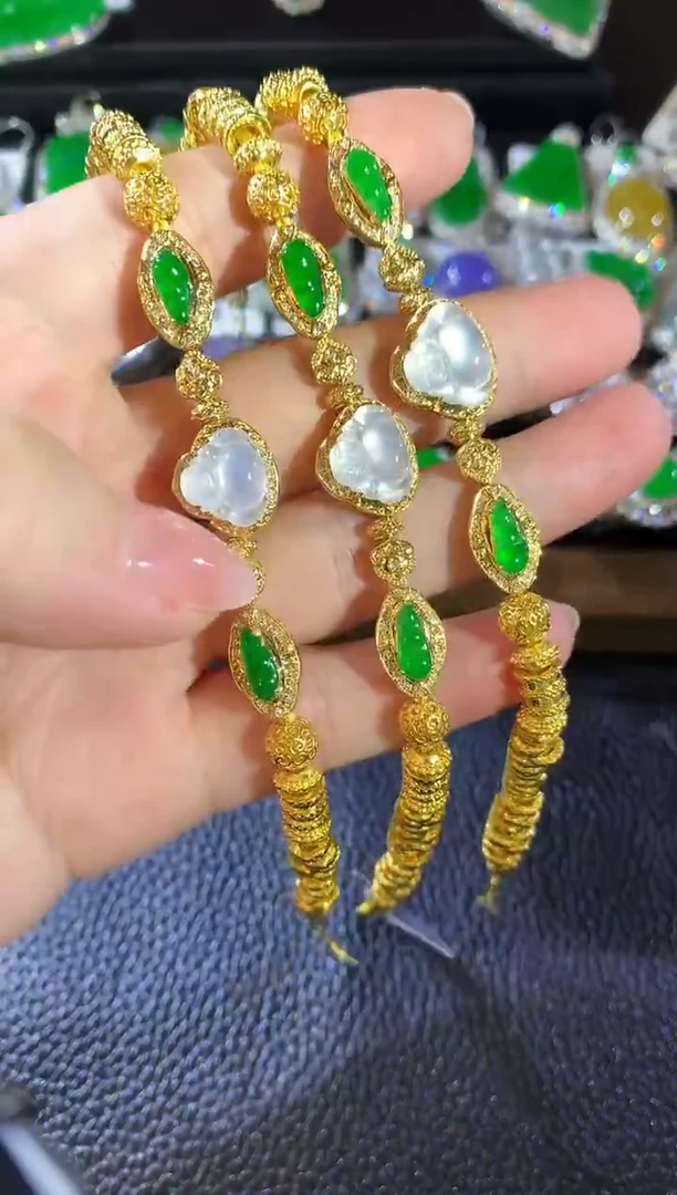 18K金镶嵌手链翡翠A48 多样性发货一件