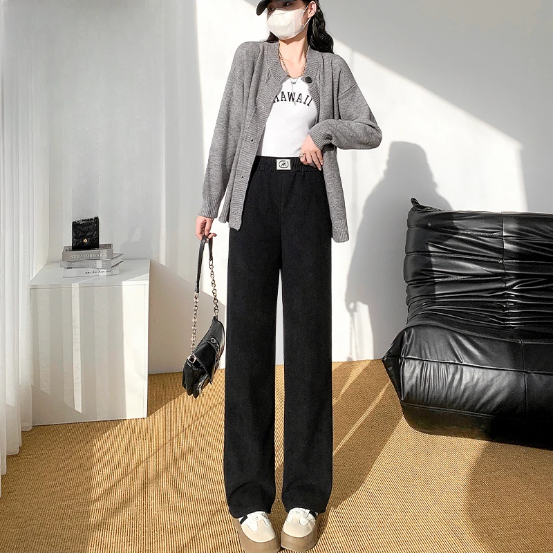 【有口袋】2024新款雪尼尔窄版阔腿裤时尚休闲裤子显瘦直筒裤