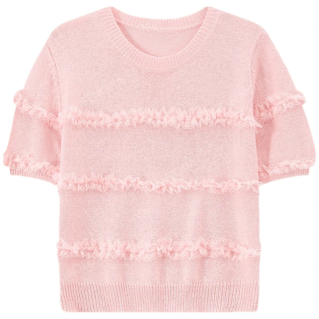 【封后轻奢设计】2025夏季新款气质减龄针织套头短袖上衣女0226