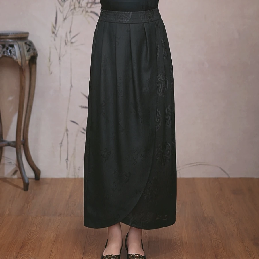 【二十四慢】设计师款八经绞罗卷草团花纹花苞裙提花新中式