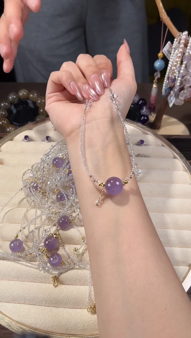 项链未镶嵌水晶薰衣草紫水晶锁骨链