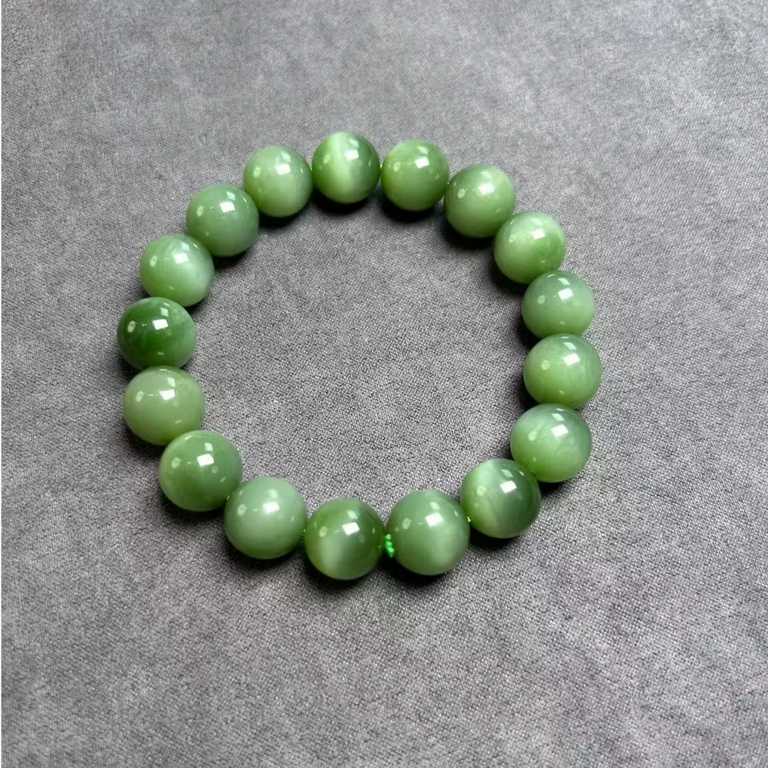 和田玉碧玉猫眼手串k11-12（颜色微区多样性发货拍一发一）