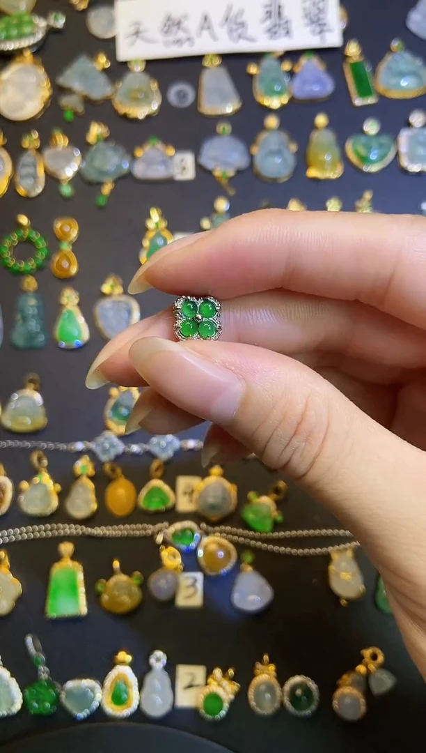 翡翠银S925镶嵌吊坠(不含链)1