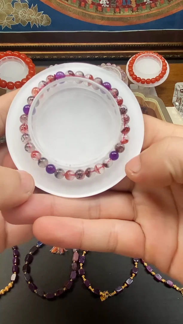 水晶手串未镶嵌超七聚宝盆6mm 多样性发一