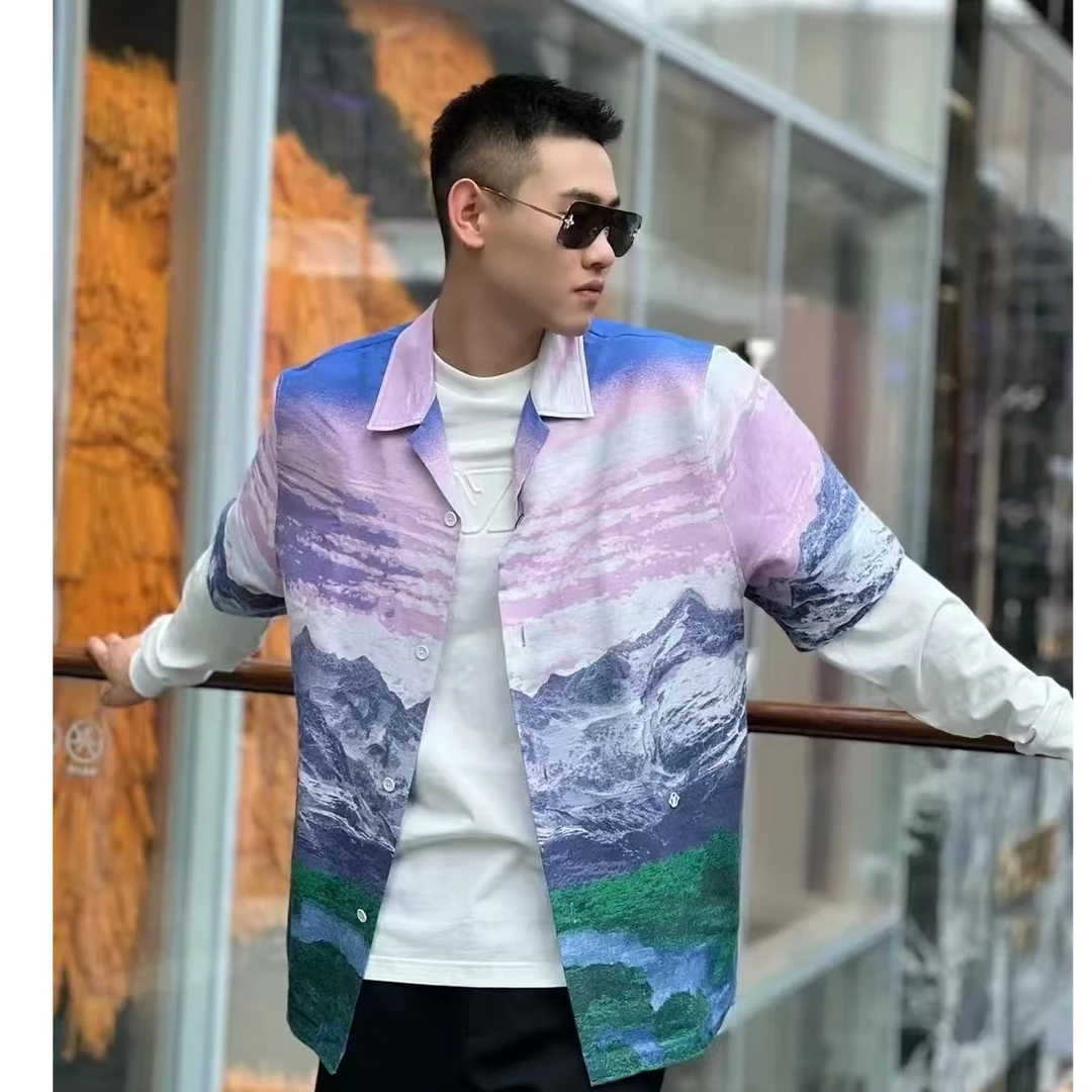 未使用 LouisVuitton/路易威登 风景短袖衬衫 L码 全新A11223