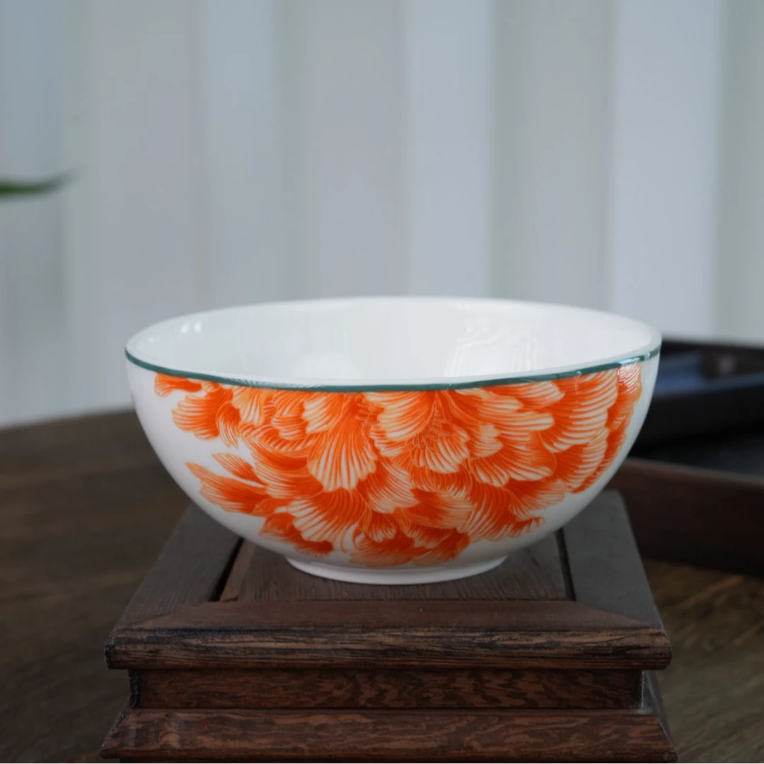 「花好月圆」13cm雅致米饭碗 中式 新中式 异形碗 花卉