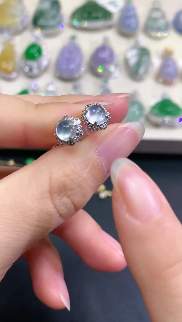 【闪购商品】翡翠耳饰18K金镶嵌B58    多样性一件发货