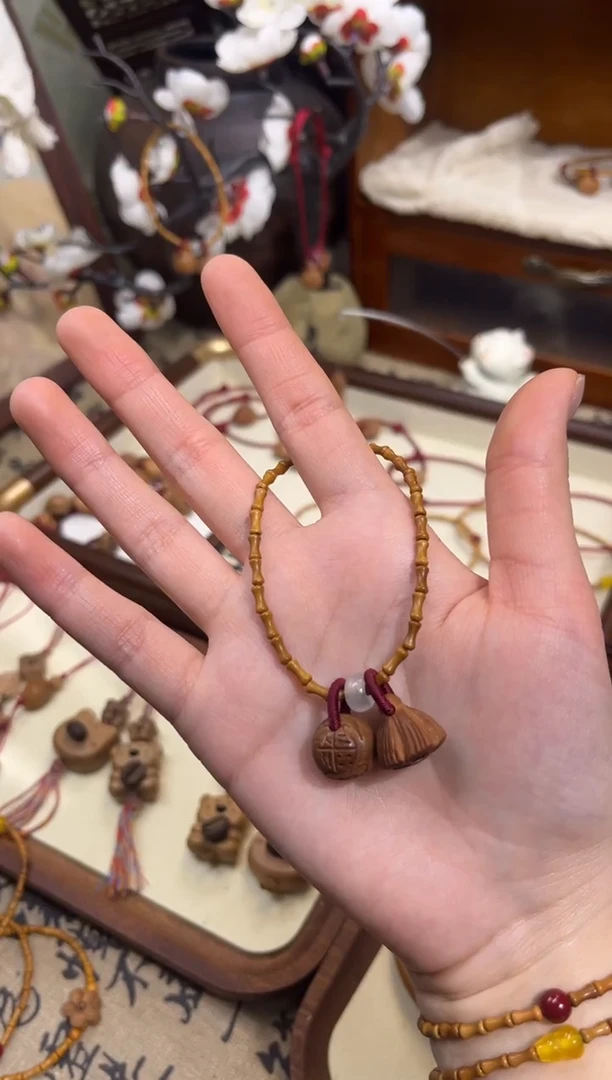 手串桃核【桃缘行】竹节「福气莲莲」桃核辟、挡、驱、护 备注手围