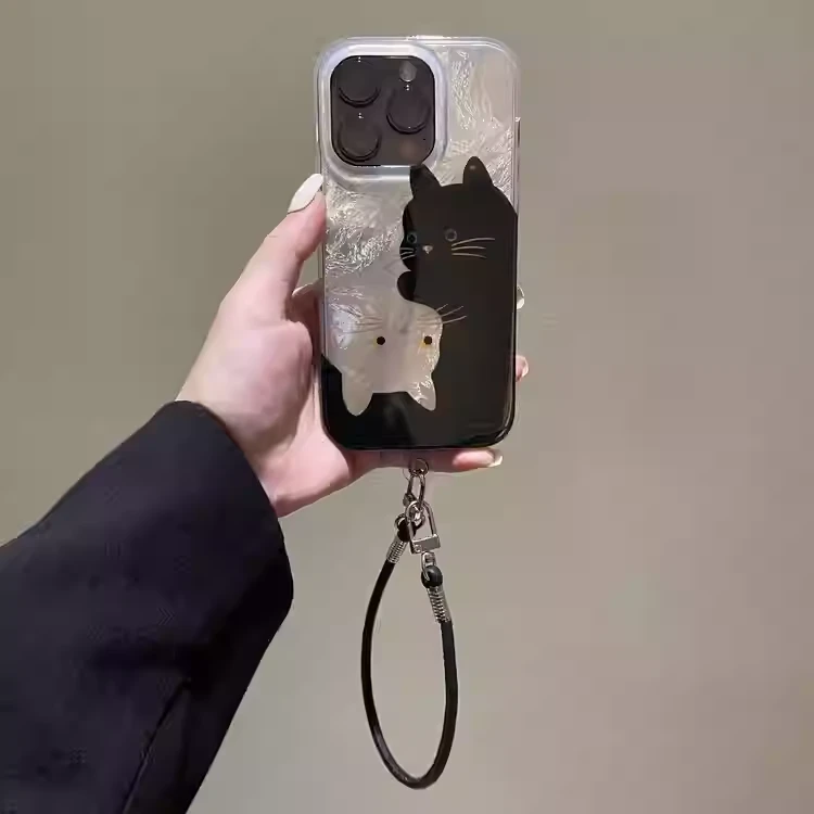 黑白猫咪适用于苹果17promax手机壳华为OPPOVIVO小米IQOO防摔女壳