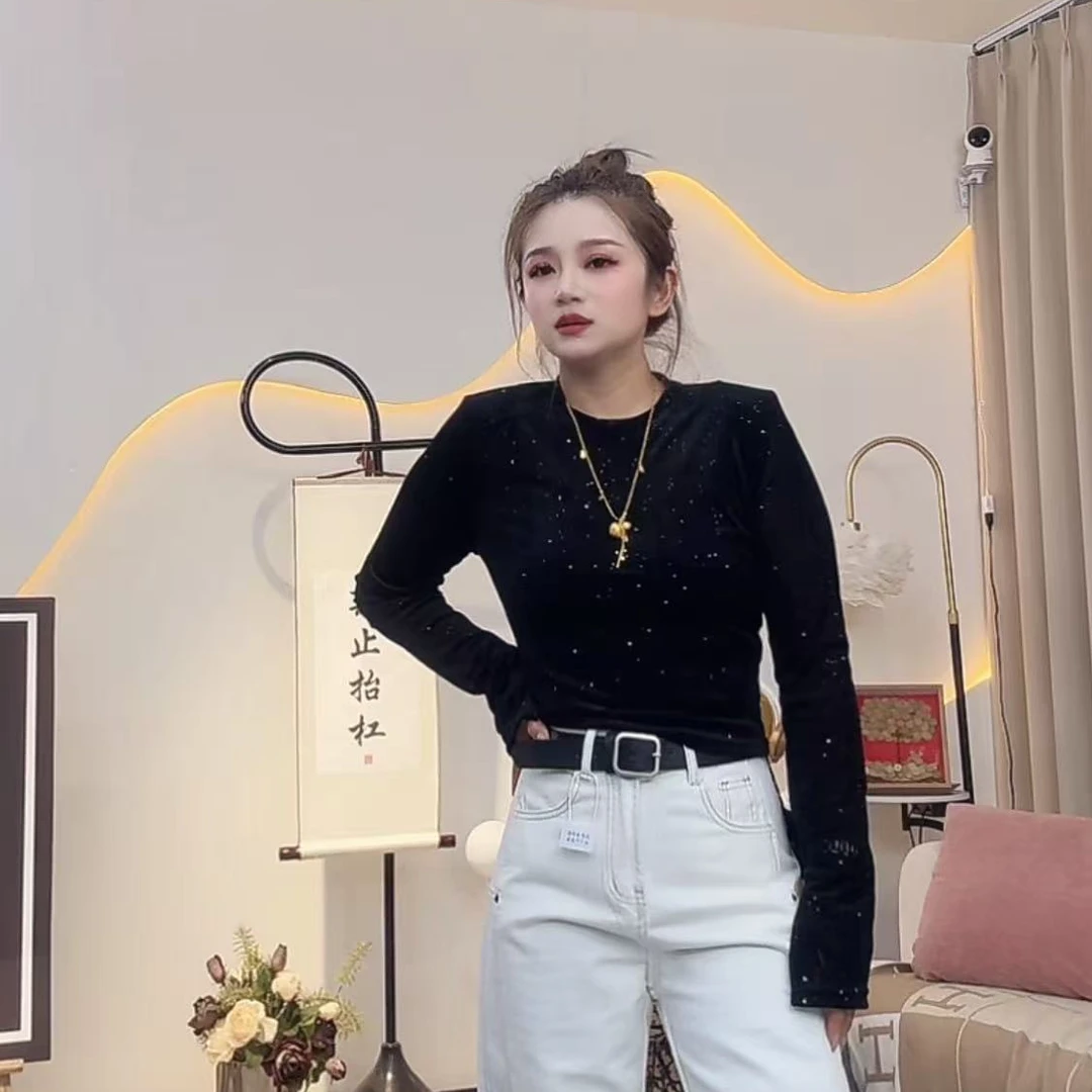 【代莹优选】2171洋气圆领亮晶晶打底衫