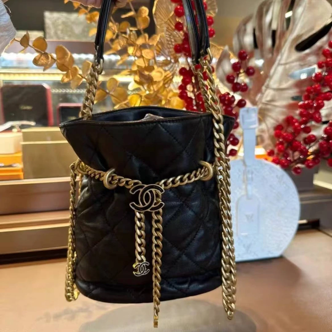 99新 Chanel/香奈儿 蔚蓝/22P 珐琅福袋水桶包