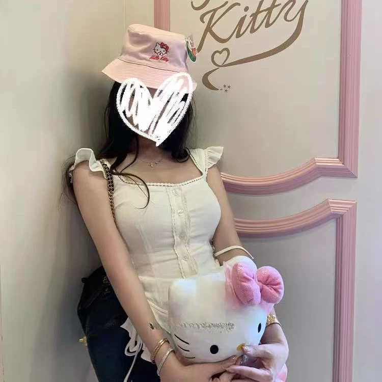 甜粿妹妹【贝蒂新衣】小飞袖绑带背心马甲夏季纯欲无袖T恤波点上衣