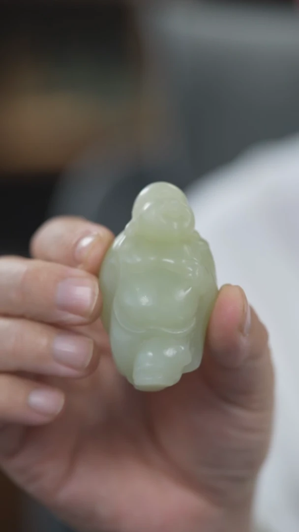 未镶嵌岫玉手把佛公手把