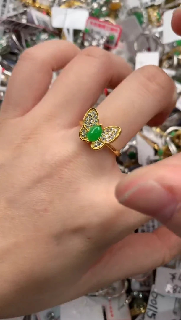 银S925镶嵌戒指翡翠10                4