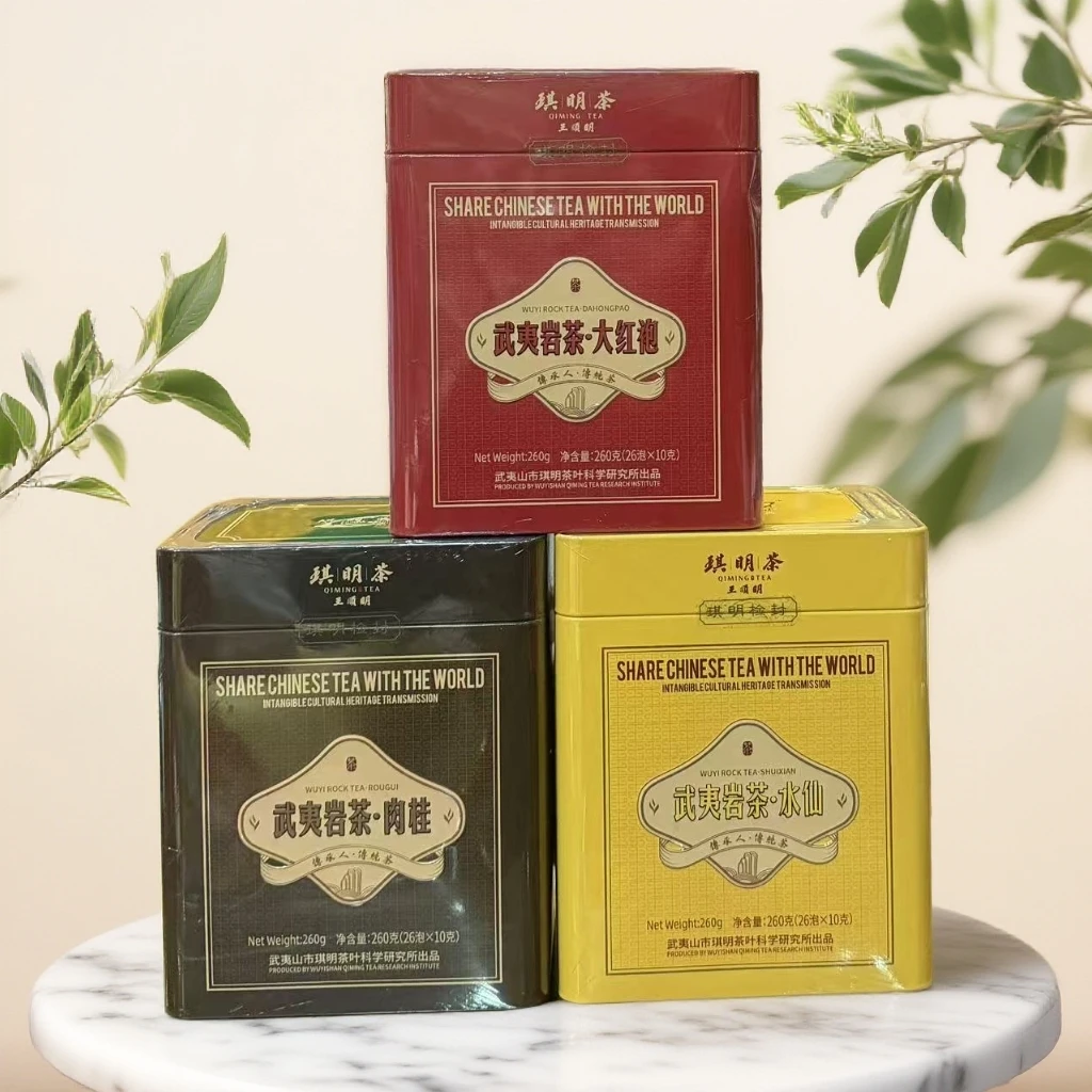 侨销茶非遗王顺明出口茶足火传统焙火大红袍/肉桂/水仙/260克罐