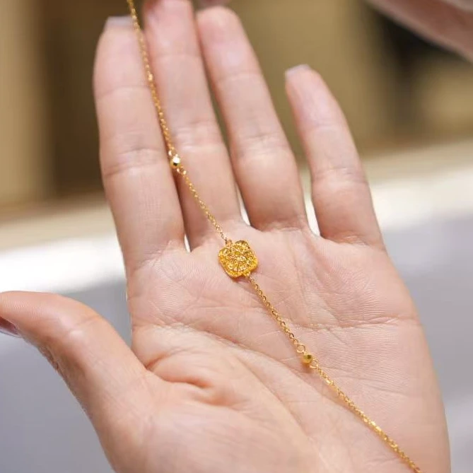 【澄澄专属】足金999花丝方糖系列手链 经典时尚百搭