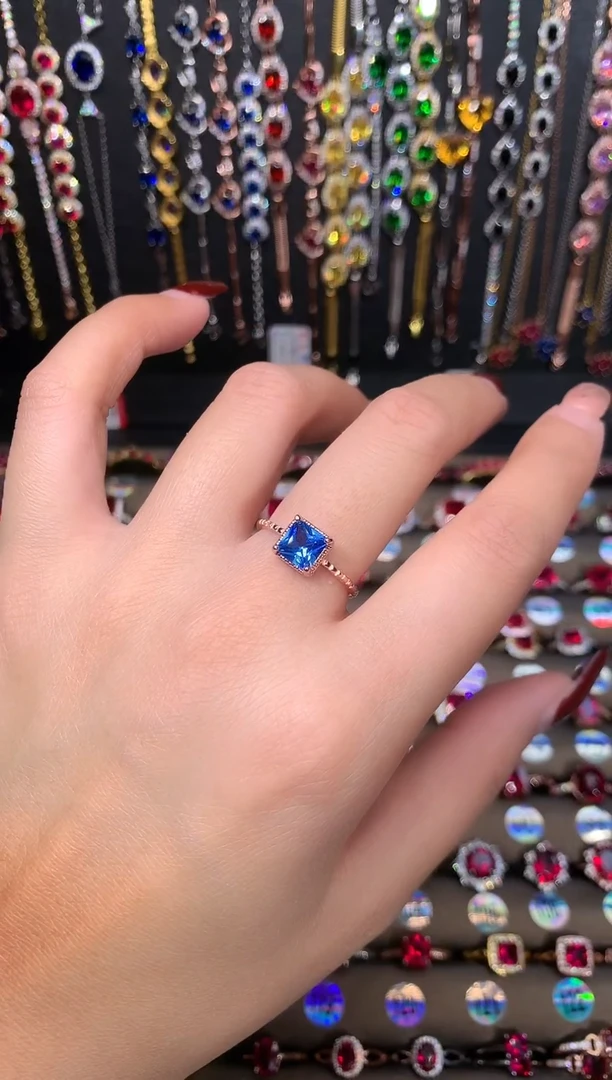 【闪购商品】蓝宝石戒指银S925镶嵌6