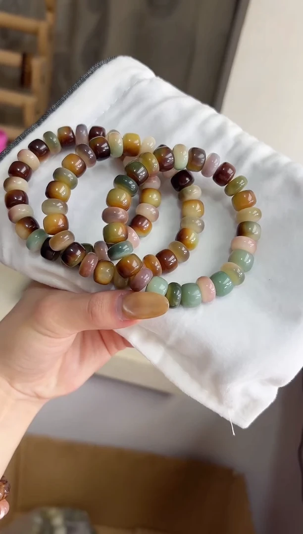 手串菩提根/象牙果沐r53紫美人花仙子玉化药片7*12mm手串随机