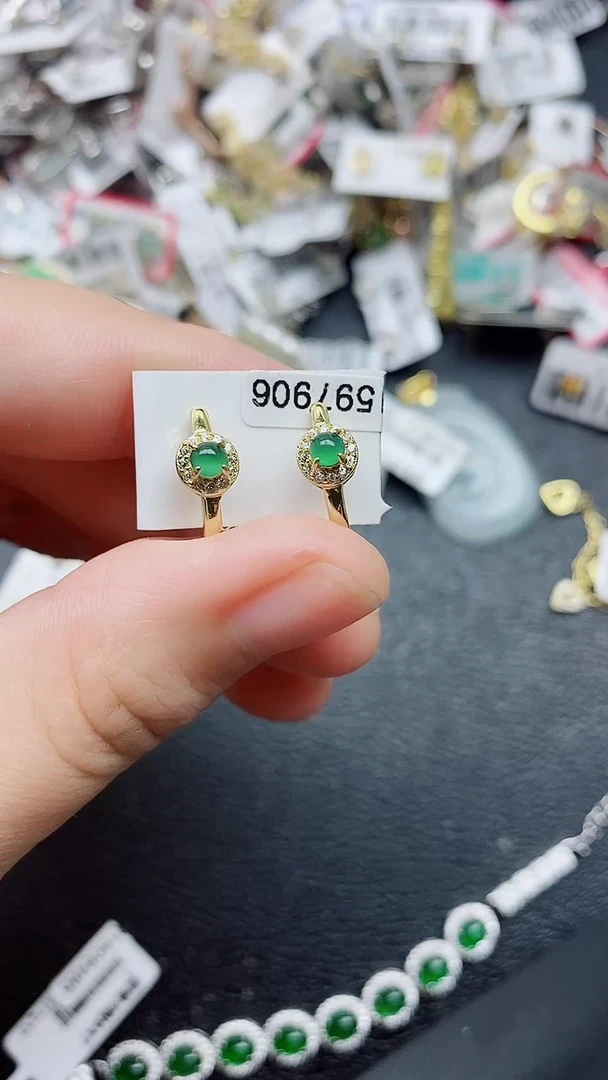 银S925镶嵌戒指翡翠1