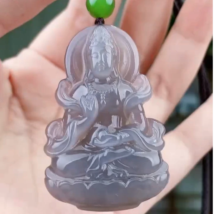 和田玉烟紫观音吊坠（拍一发一，多样性发货！）
