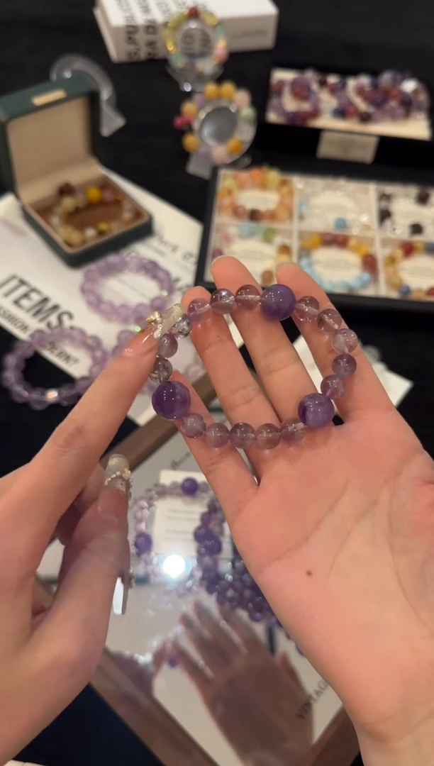 合金手链水晶紫兔毛x3093