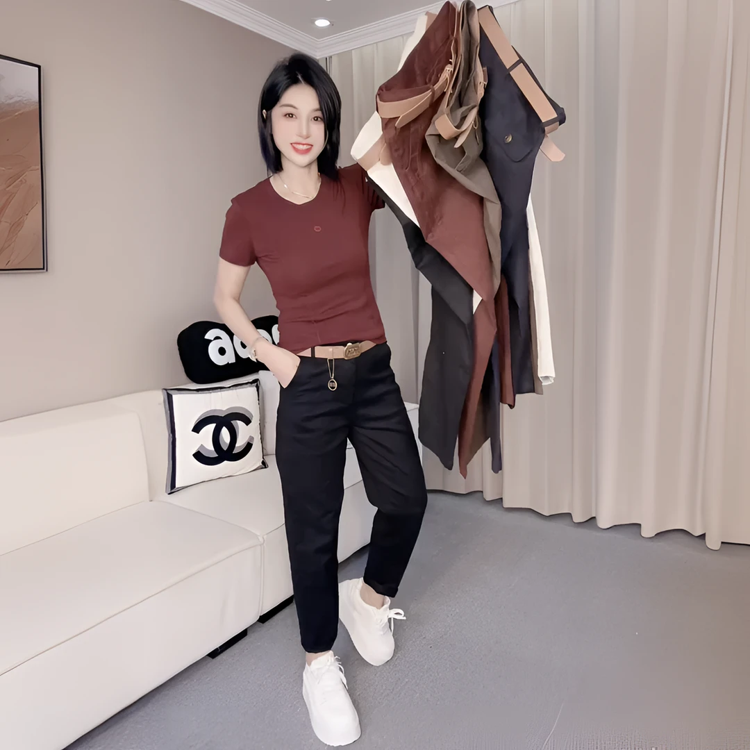 秋季新款女九分牛仔裤洋气百搭小脚直筒裤高腰弹力显瘦遮肉休闲裤