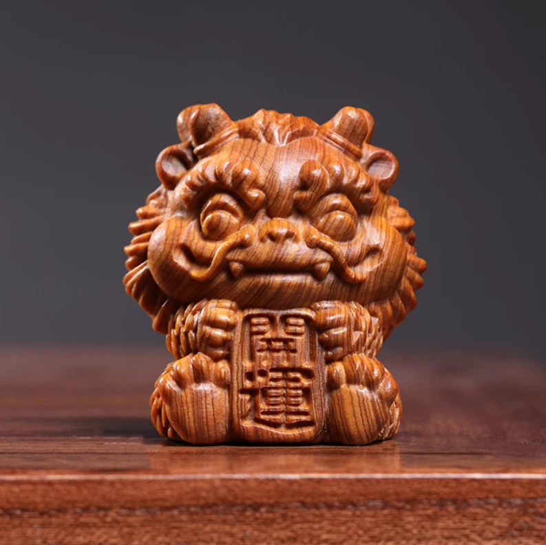 天然崖柏木生肖龙可爱暴富开运龙年招财吉祥物手把件摆件礼物手办