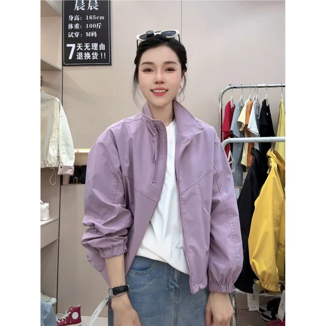 学院风立领棒球服外套女春季2025年新款小个子超好看工装夹克8811