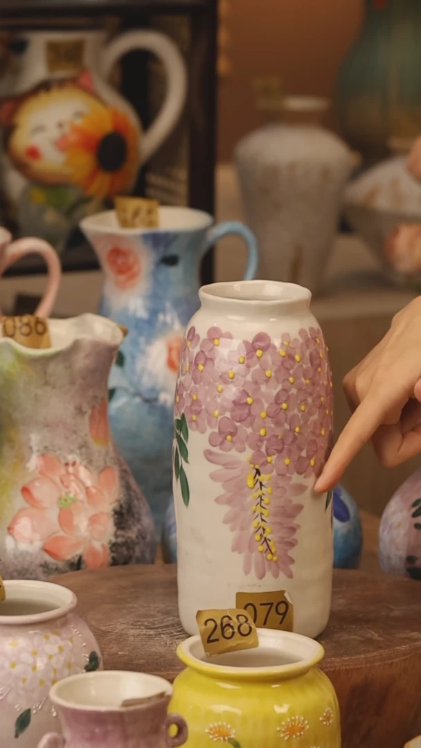 陶瓷079景德镇设计师手作花器摆件侘寂风