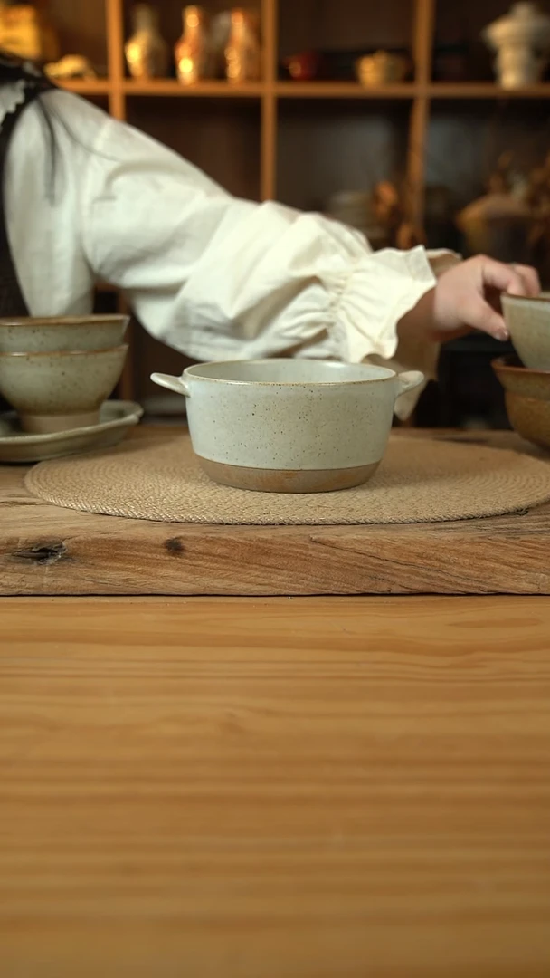 奶奶系列的双耳拼色泡面桶1个